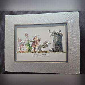 "When Time Stands Still" Robert Marble Print Outhouse Framed Cartoon Art Print